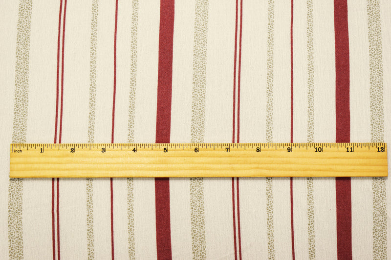 Beige-Red-Multi Cotton Famous Maker Multi Stripe Printed Gauze Woven Fabric