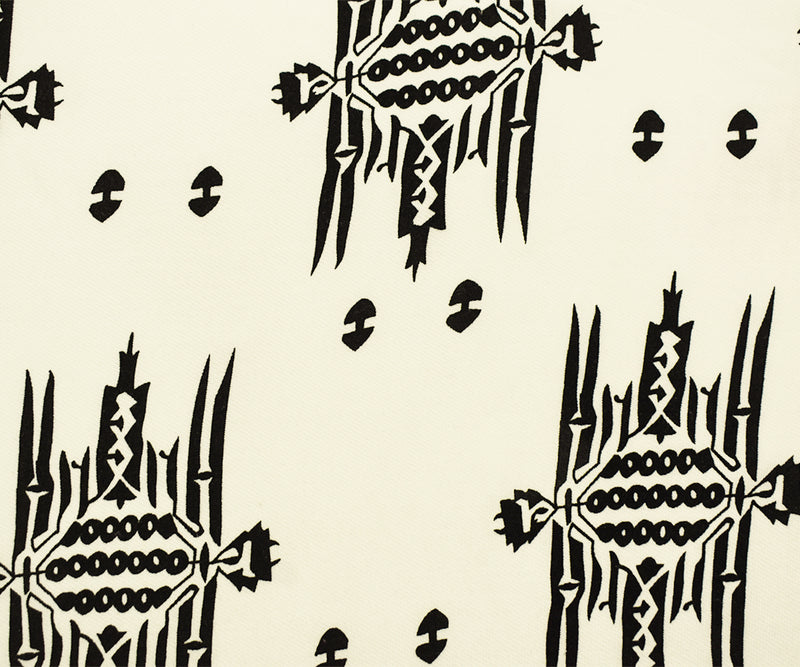 White-Black Poly Poly Abstract Aztec Velvet Flocked Chiffon Woven Fabric