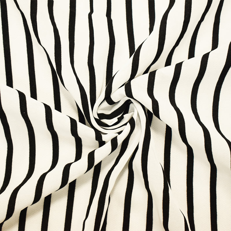 White-Black Nylon Stripe Velvet Flocked Chiffon Woven Fabric