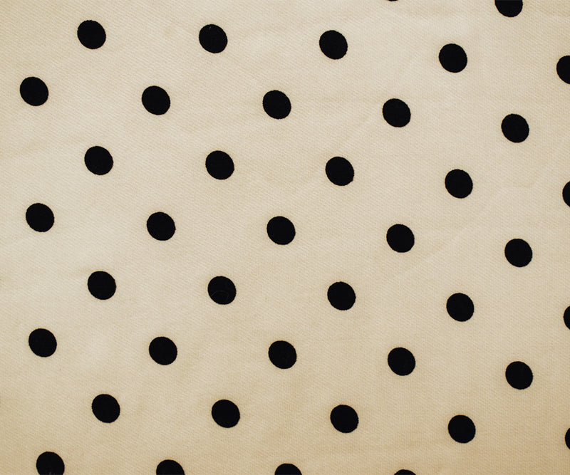Beige-Black Poly Dot Velvet Flocked Chiffon Woven Fabric