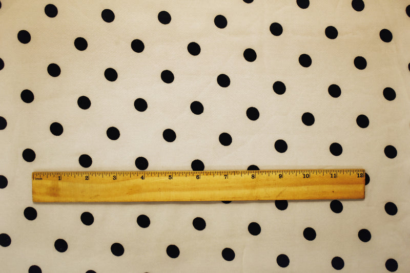Beige-Black Poly Dot Velvet Flocked Chiffon Woven Fabric