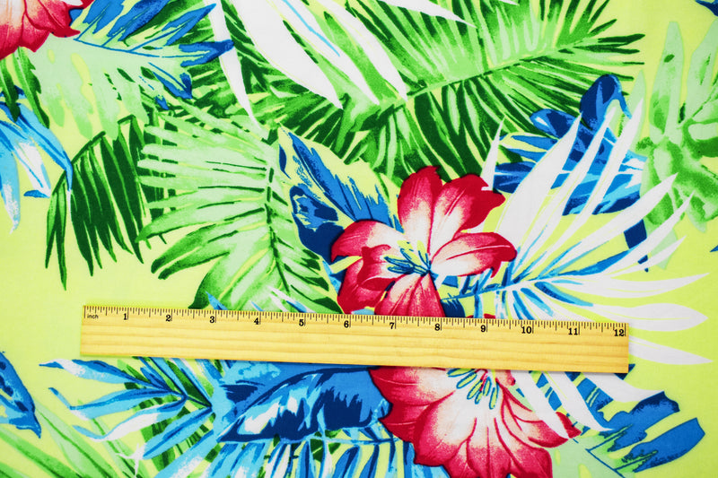 Yellow-Multi Poly Floral Leaves Printed Momie Crepe Georgette Woven Fabric
