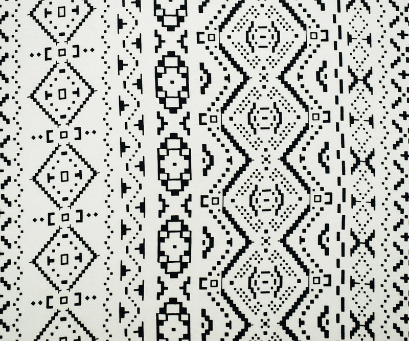 White-Black Polyester Aztec Velvet Flocked Printed Chiffon Woven Fabric