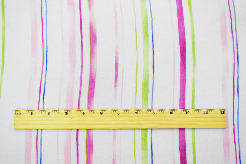 Pink-White-Multi Poly Stripe Printed Chiffon Woven Fabric