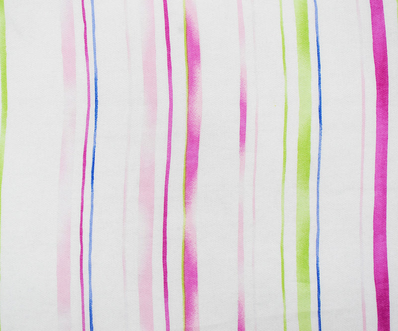Pink-White-Multi Poly Stripe Printed Chiffon Woven Fabric