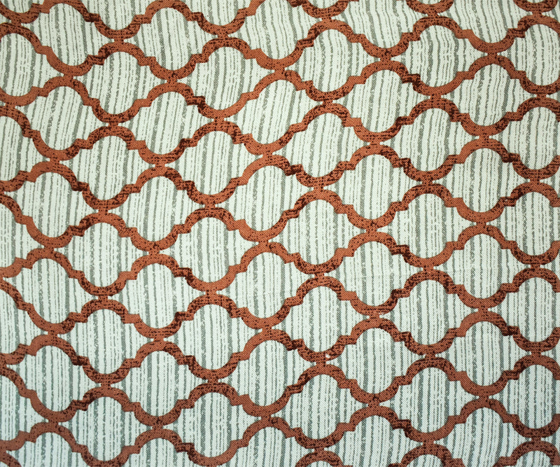 Brown-Gray-Multi Border Multi Pattern Printed Twill Woven Fabric