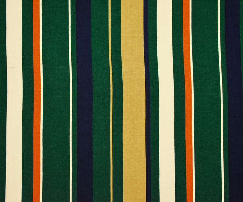 Green-Beige-Multi Rayon Stripe Printed Challis Woven Fabric