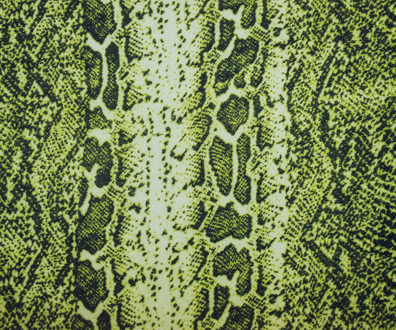 Lime Green-Multi Polyester Reptile Skin Printed Chiffon Fabric