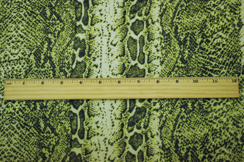 Lime Green-Multi Polyester Reptile Skin Printed Chiffon Fabric