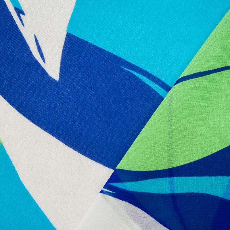 Blue-Green-Multi Polyester Leaves Printed Chiffon Woven Fabric