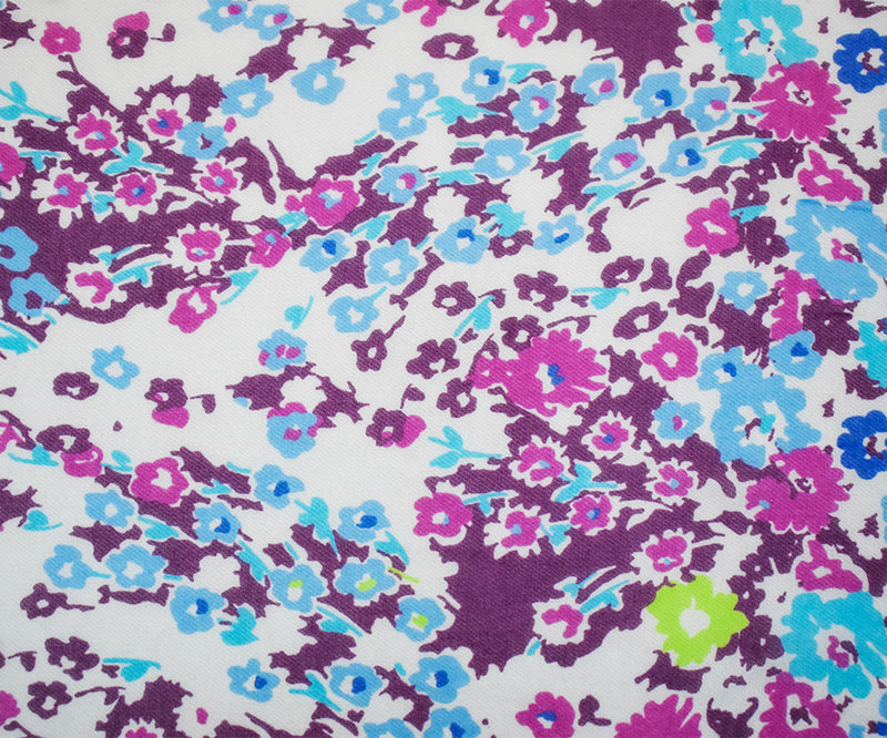 Purple-Blue-Multi Polyester Floral Printed Chiffon Woven Fabric
