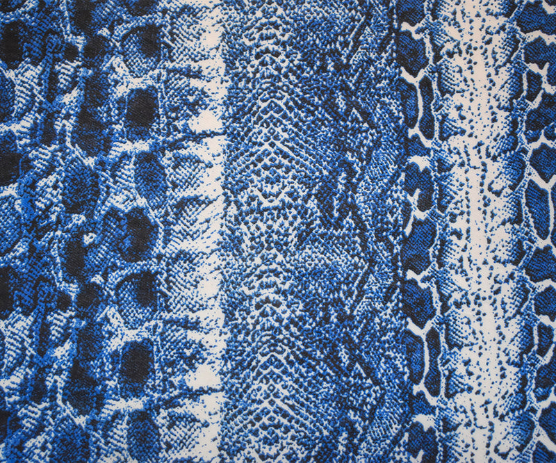 Blue-Black-White Poly Reptile Printed Chiffon Woven Fabric