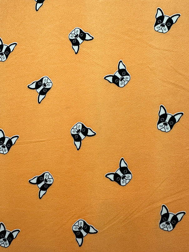 Light Orange Bulldog Print Double Brushed Jersey Knit Fabric