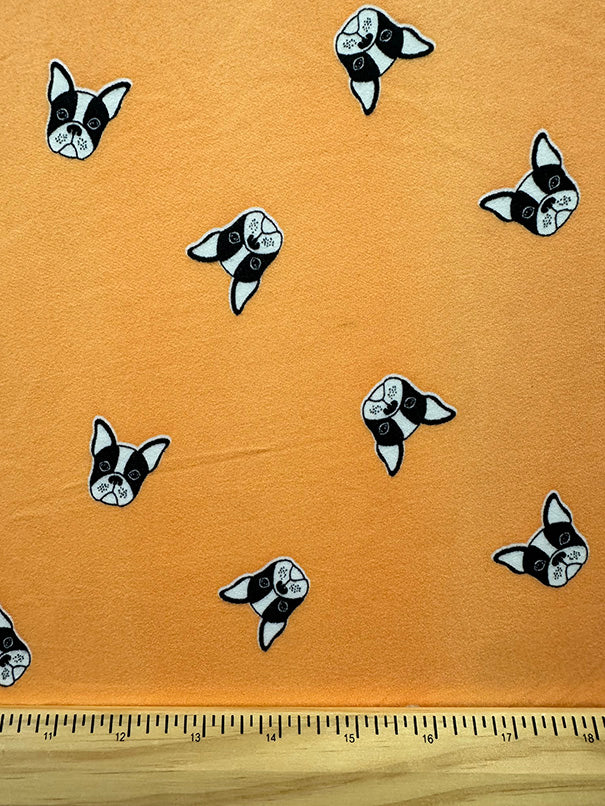 Light Orange Bulldog Print Double Brushed Jersey Knit Fabric