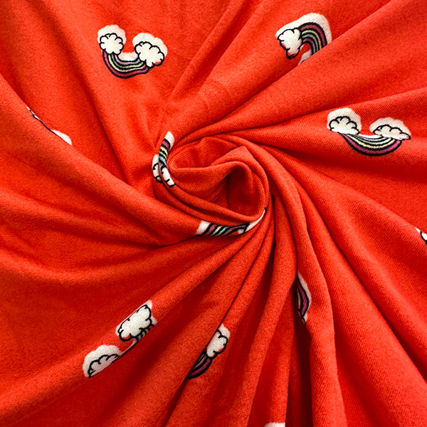 Red Rainbow Double Brushed Jersey Knit Fabric