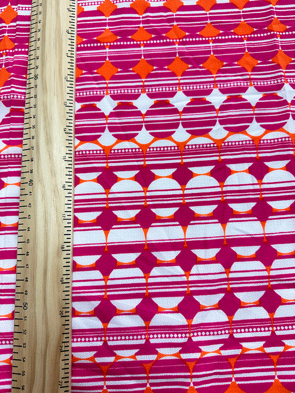Hot Pink Multi Color Dot Diamond Print Georgette Fabric