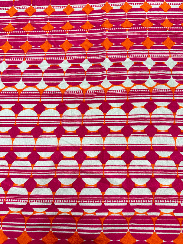 Hot Pink Multi Color Dot Diamond Print Georgette Fabric
