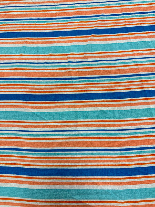 Blue Multi Strip Crepe Georgette Fabric