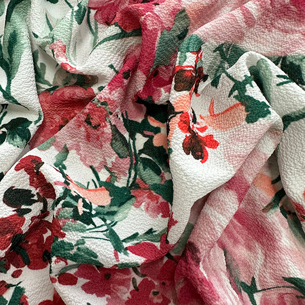 Pink Multi Floral Crepe Georgette Fabric