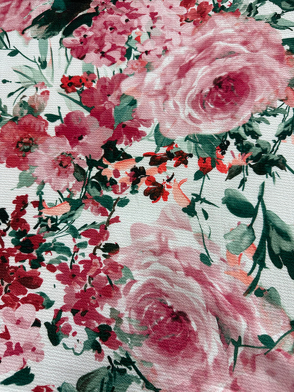 Pink Multi Floral Crepe Georgette Fabric