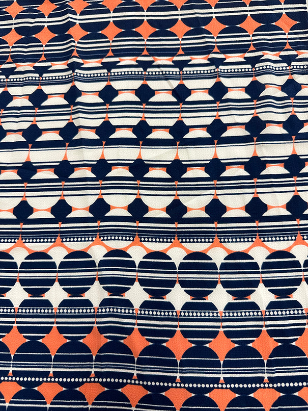 Navy Multi Color Dot Diamond Print Georgette Fabric