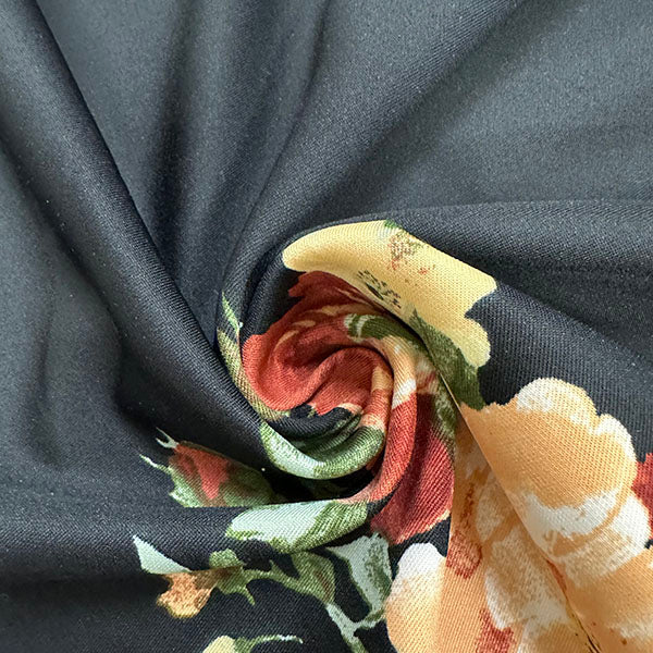 Rust Floral Print Scuba Double Knit Fabric