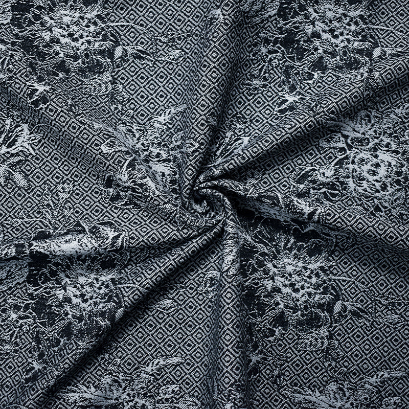 Black-Gray Rayon Blend Floral Bengaline Jacquard Woven Fabric