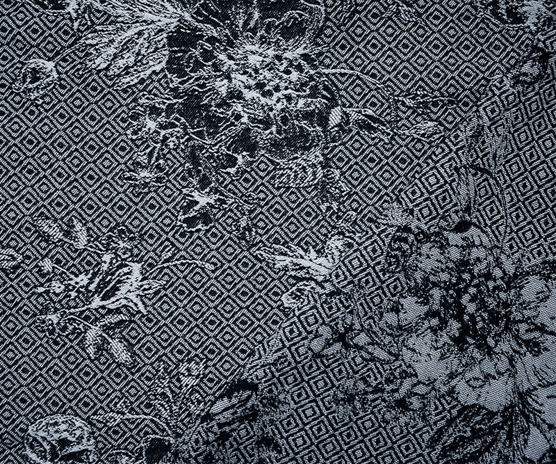 Black-Gray Rayon Blend Floral Bengaline Jacquard Woven Fabric