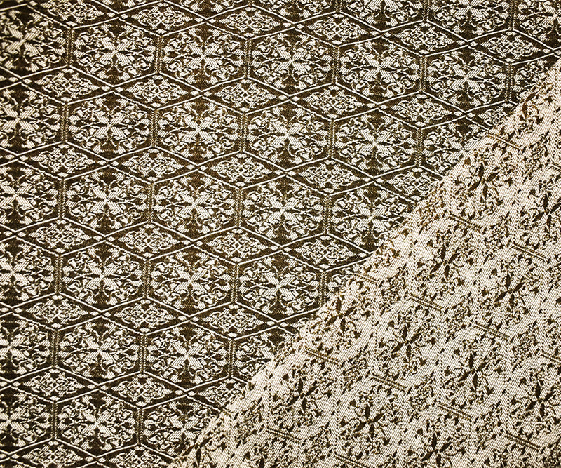 Green Rayon Blend Baroque Tile Bengaline Jacquard Woven Fabric