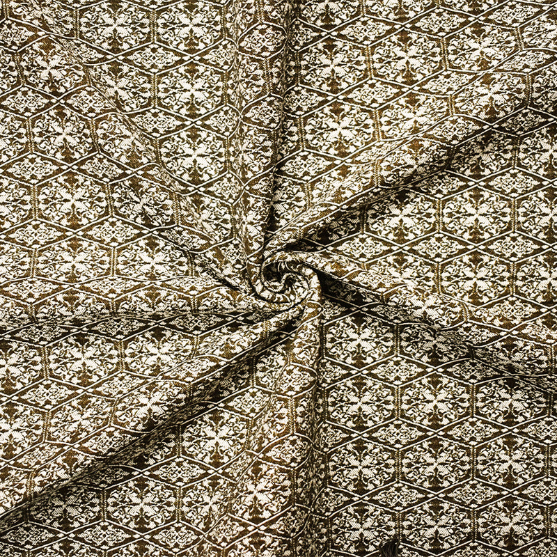 Green Rayon Blend Baroque Tile Bengaline Jacquard Woven Fabric