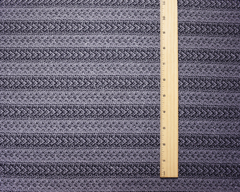 Black-Silver Rayon Blend Stretch Stripe Bengaline Jacquard Fabric