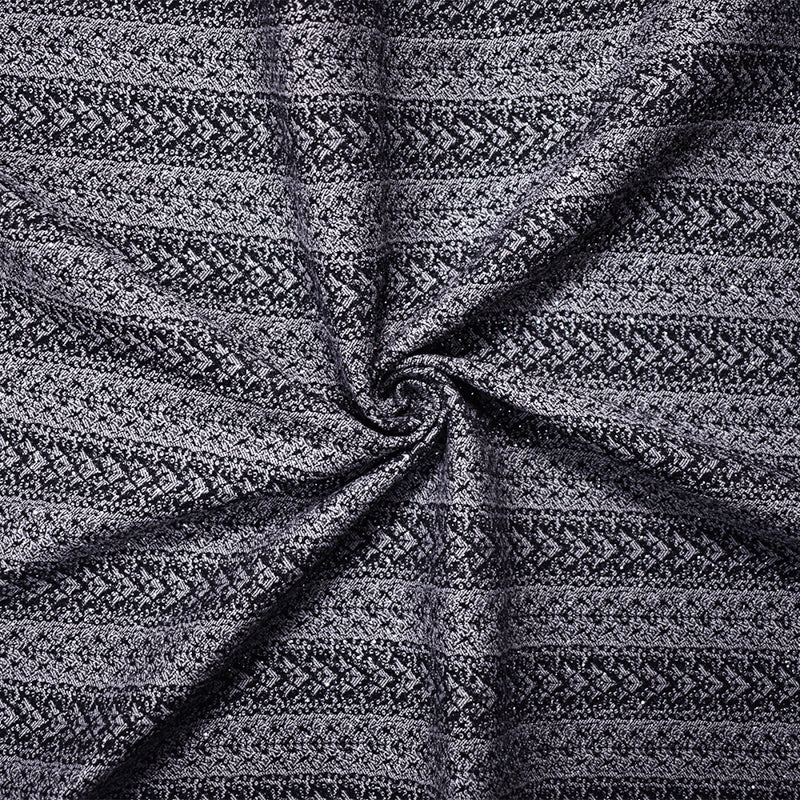 Black-Silver Rayon Blend Stretch Stripe Bengaline Jacquard Fabric