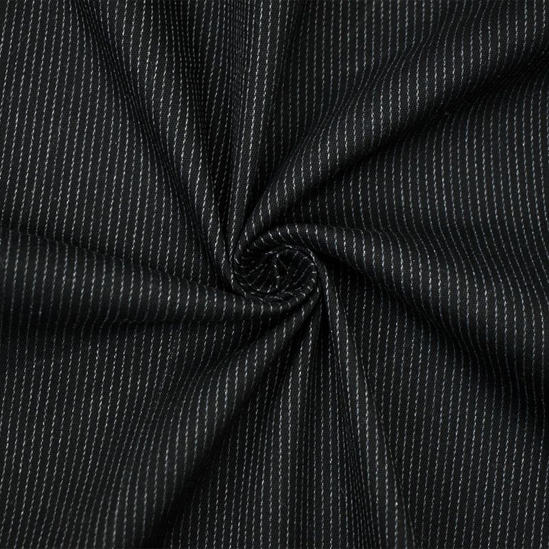Black-Gray 7 oz. Cotton Stretch Spandex Striped Twill Denim Woven Fabric