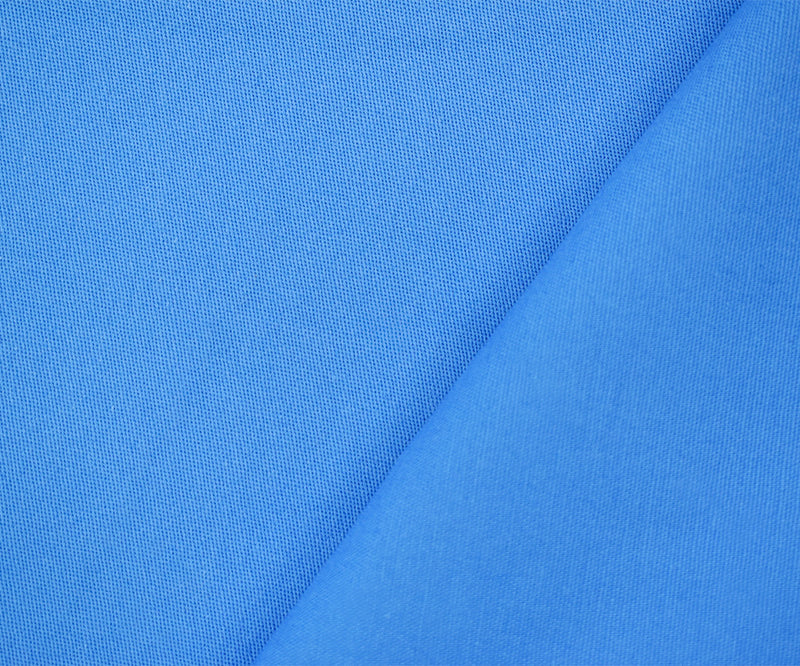 Blue Cotton Solid Stretch Spandex Chino Twill Woven Fabric