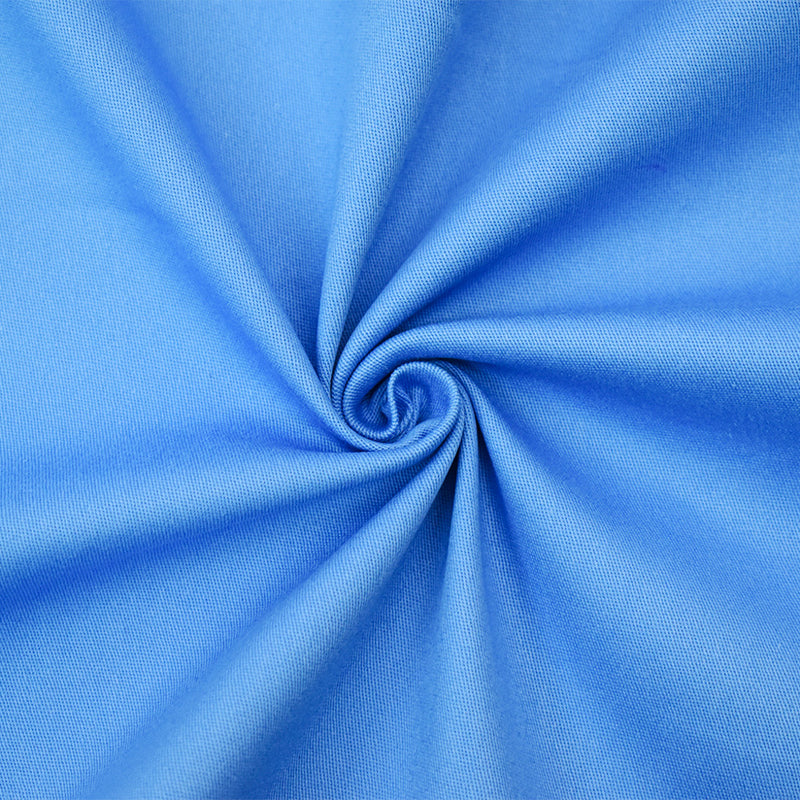 Blue Cotton Solid Stretch Spandex Chino Twill Woven Fabric