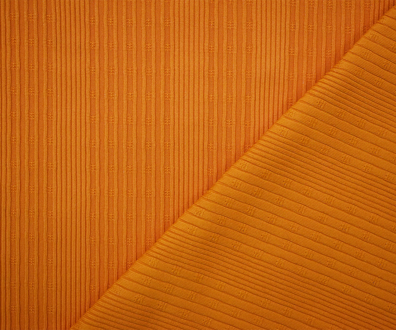 1 1/4 YD PC-Orange Nylon Stretch Spandex Multi Rib Knit Fabric
