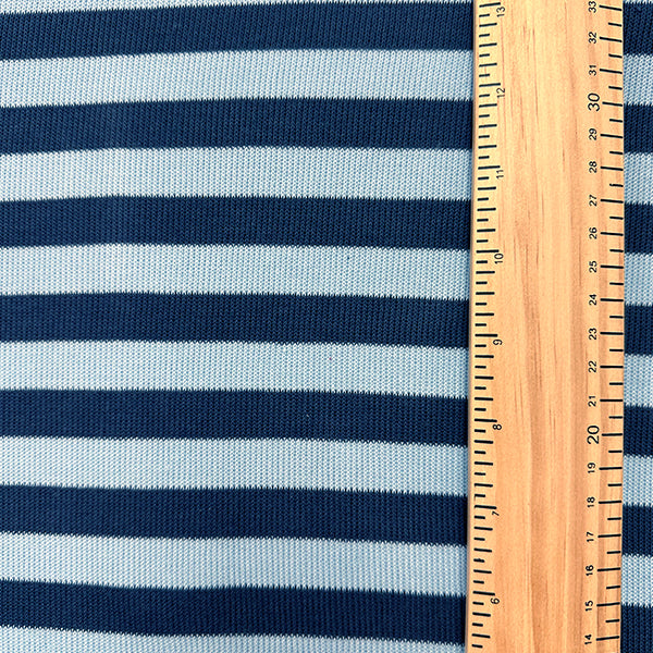Blue and Light Blue Stripe Sweater Knit Fabric