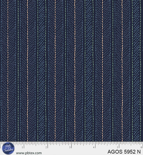 A Garden Of Stitches Navy Blue Stripes 44"/45" Fabric Per Yard