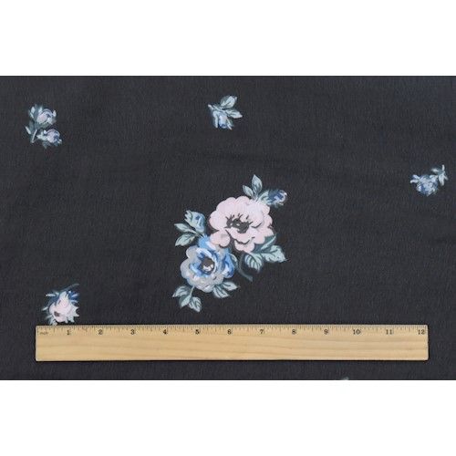 Black/Blue/Multi Floral Printed Chiffon Woven Fabric