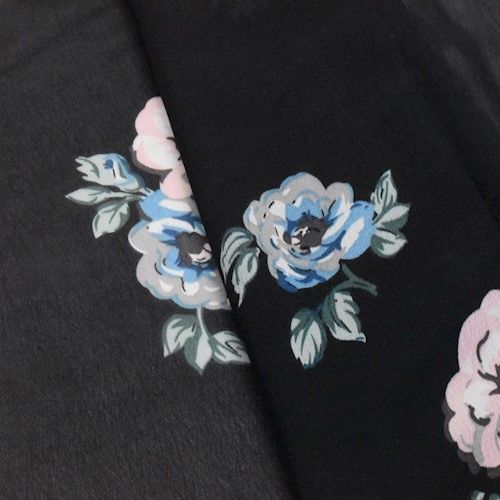Black/Blue/Multi Floral Printed Chiffon Woven Fabric