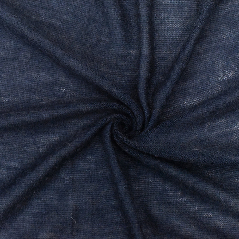 Dusty Navy Solid Stretch Poly-Wool Jersey Knit Fabric