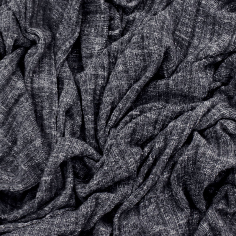 Deep Static Gray Stripe Slub Texture Irregular Rib Knit Fabric