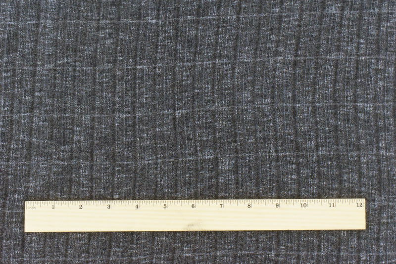 Deep Static Gray Stripe Slub Texture Irregular Rib Knit Fabric
