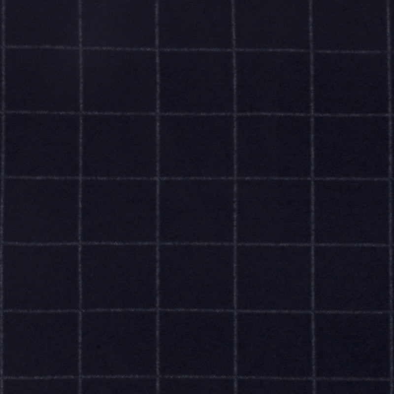 Deep Navy Blue-White Check Printed Cotton-Wool Matte Jersey Double Knit Fabric