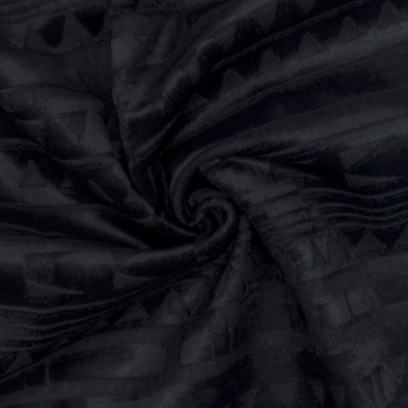 Mystical Black-Black Aztec Velvet Burnout Bonded Fabric