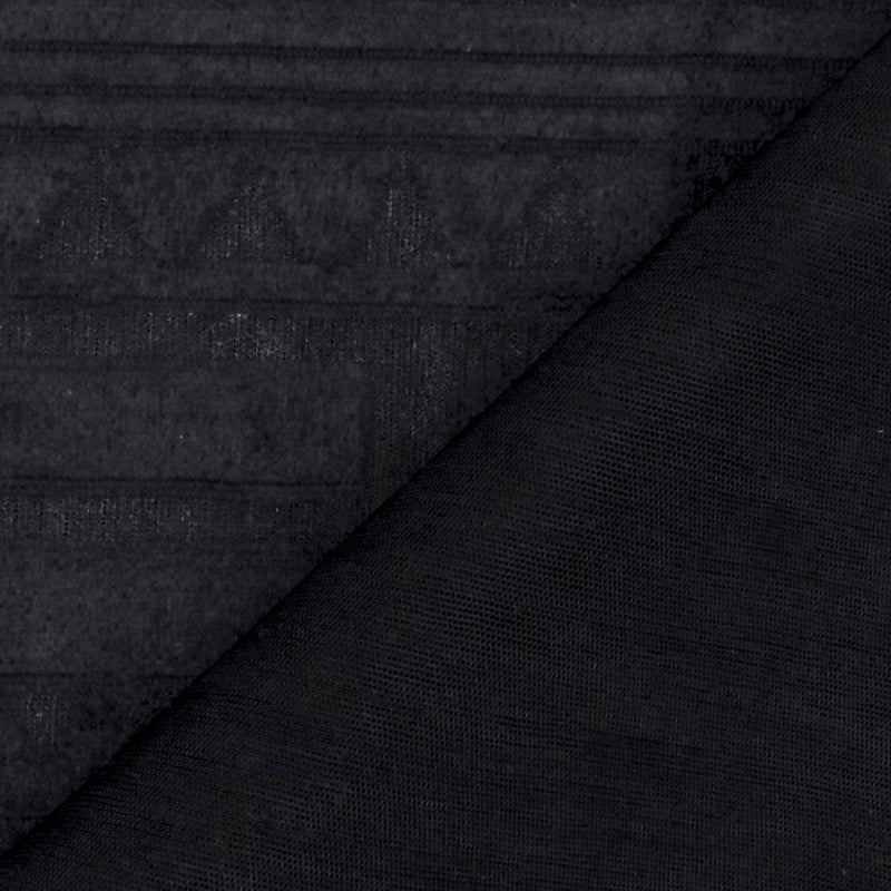 Mystical Black-Black Aztec Velvet Burnout Bonded Fabric