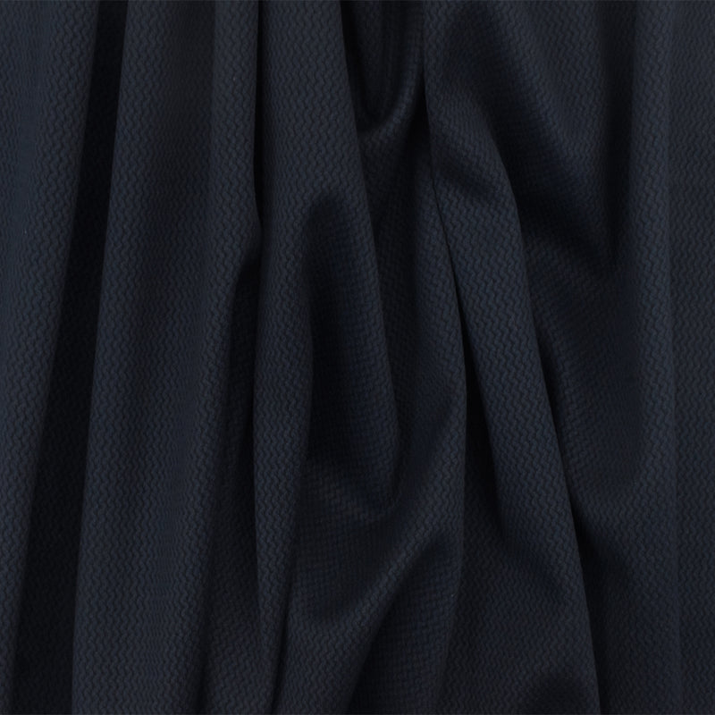 Stark Blue-Black Mini Wave  Stretch Jacquard Double Knit Fabric