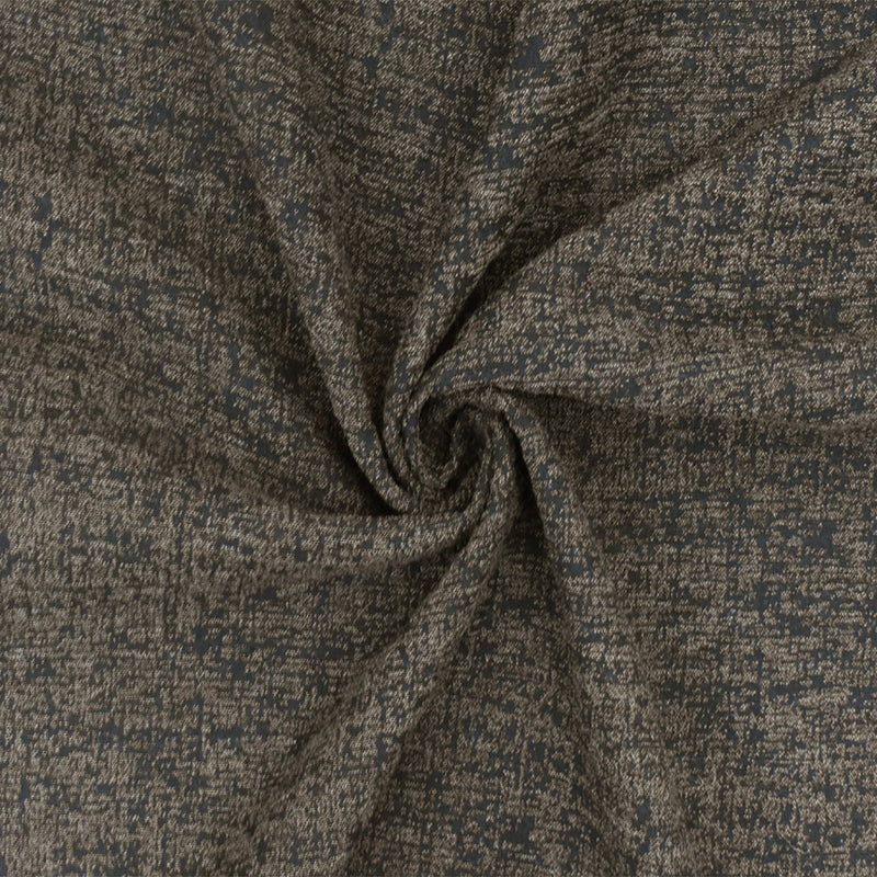 1 1/2 YD PC-Stone Brown-Black Abstract Jacquard Stretch Wool Blend Knit Fabric