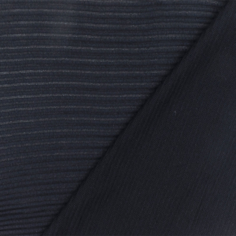 Black Blue 3D Stripe Stretch Semi-Sheer Knit Fabric