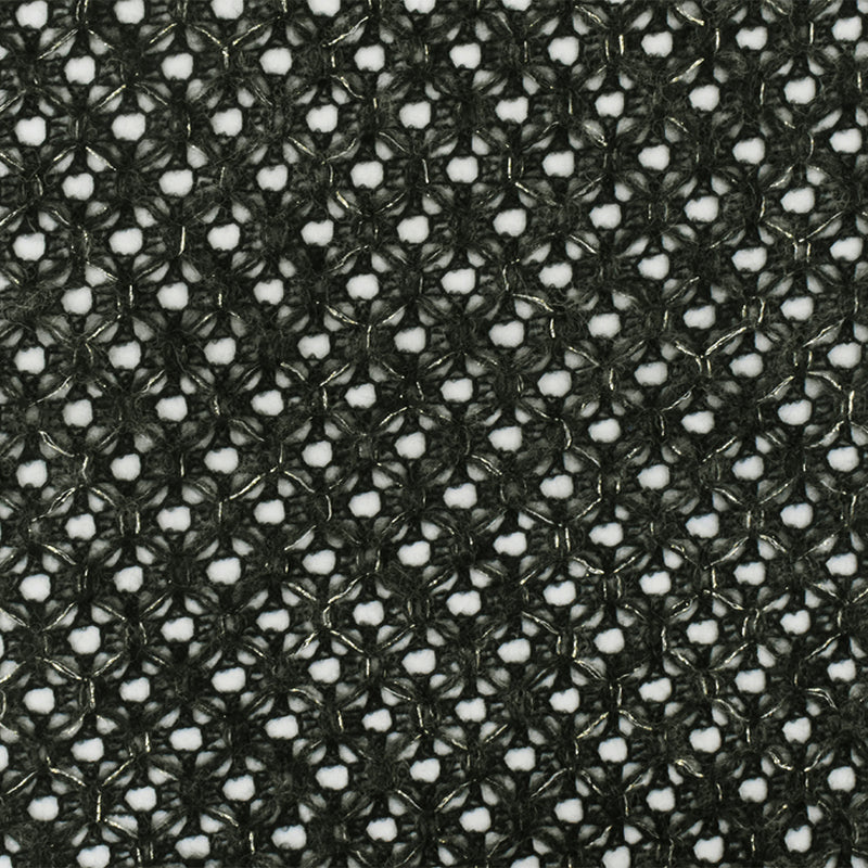 Black-Gold-Gray Diamond Net Wool Blend Crochet Knit Fabric